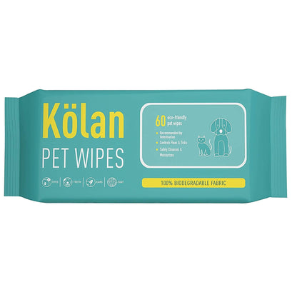 Kolan Pet Wipes/Grooming Wipes for Dogs, Cats and Other Pets 60 Pcs/Pack (Pack of 4)