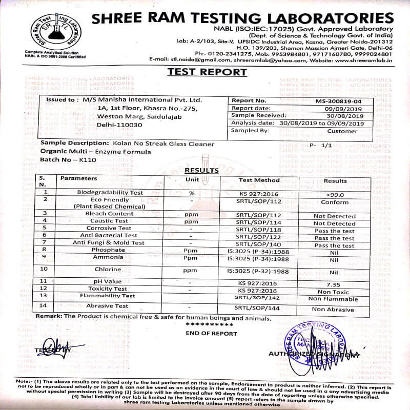 kolan glass cleaner report