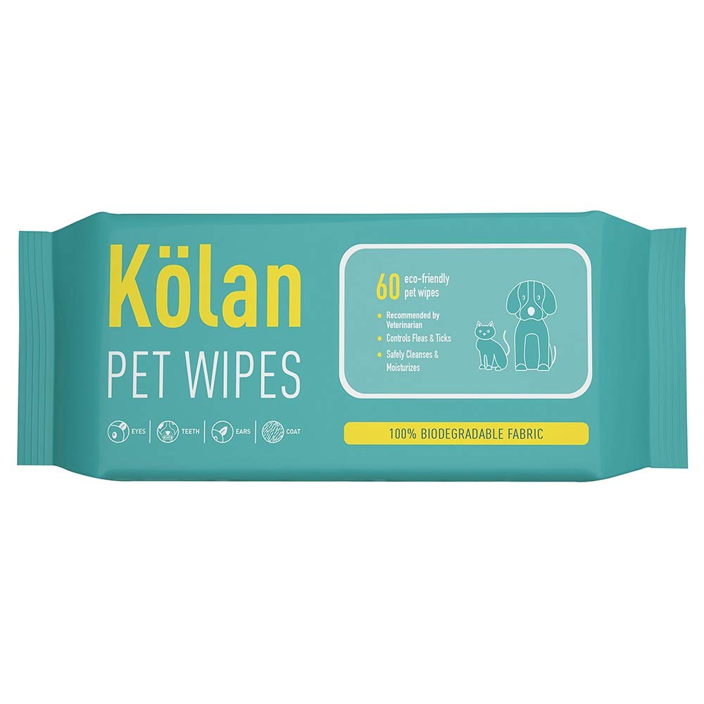 Kolan Pet Wipes/Grooming Wipes for Dogs, Cats, 60 Count