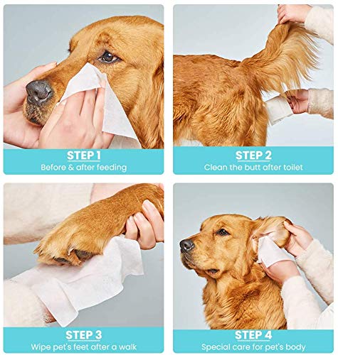 Kolan Pet Wipes/Grooming Wipes for Dogs, Cats and Other Pets 60 Pcs/Pack (Pack of 2)