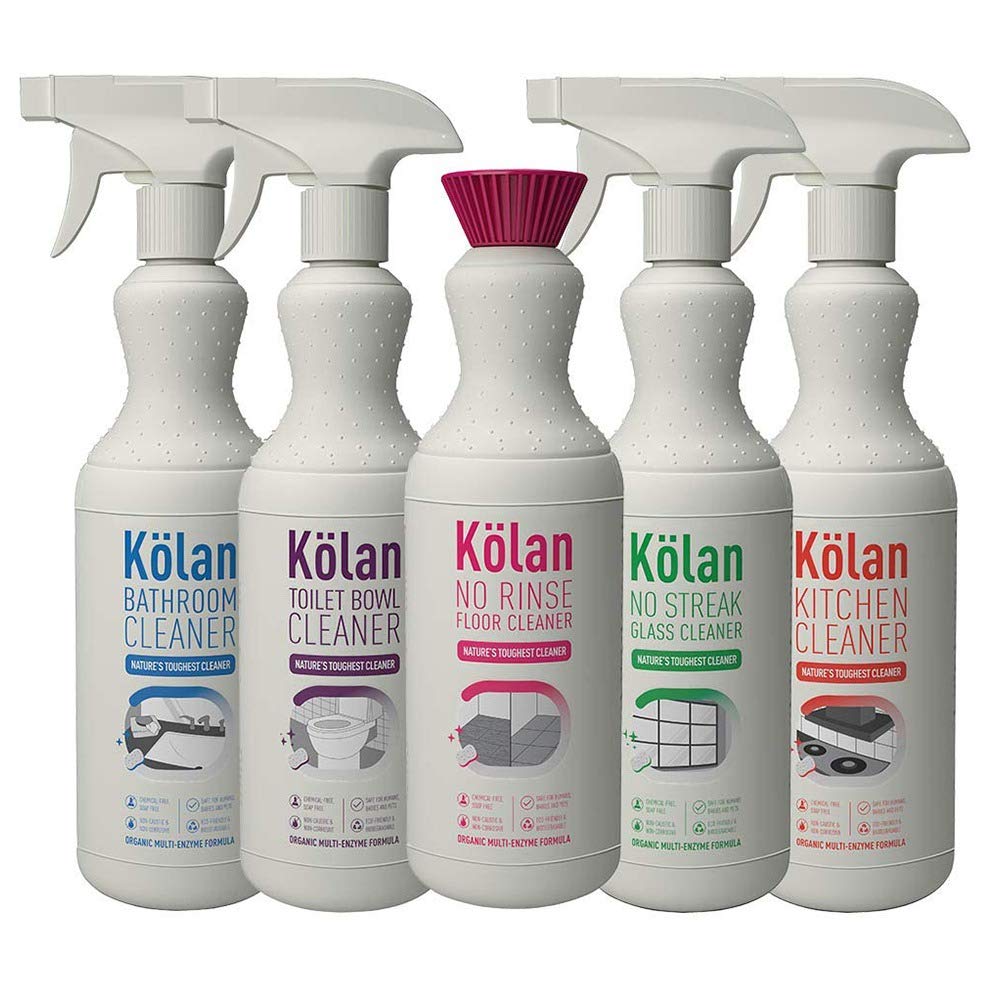 Kolan Organic Eco-Friendly Bathroom Cleaner | Toilet Bowl Cleaner | Floor Cleaner | Kitchen Cleaner | Glass Cleaner - 700 ML Each (Combo Pack of 5)