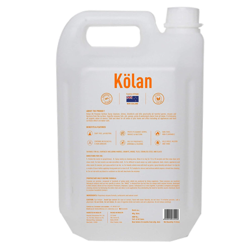 
                  
                    Kolan Organic Enzyme Based Biodegradable All Purpose Surface Spray Cleaner 5L Canr
                  
                