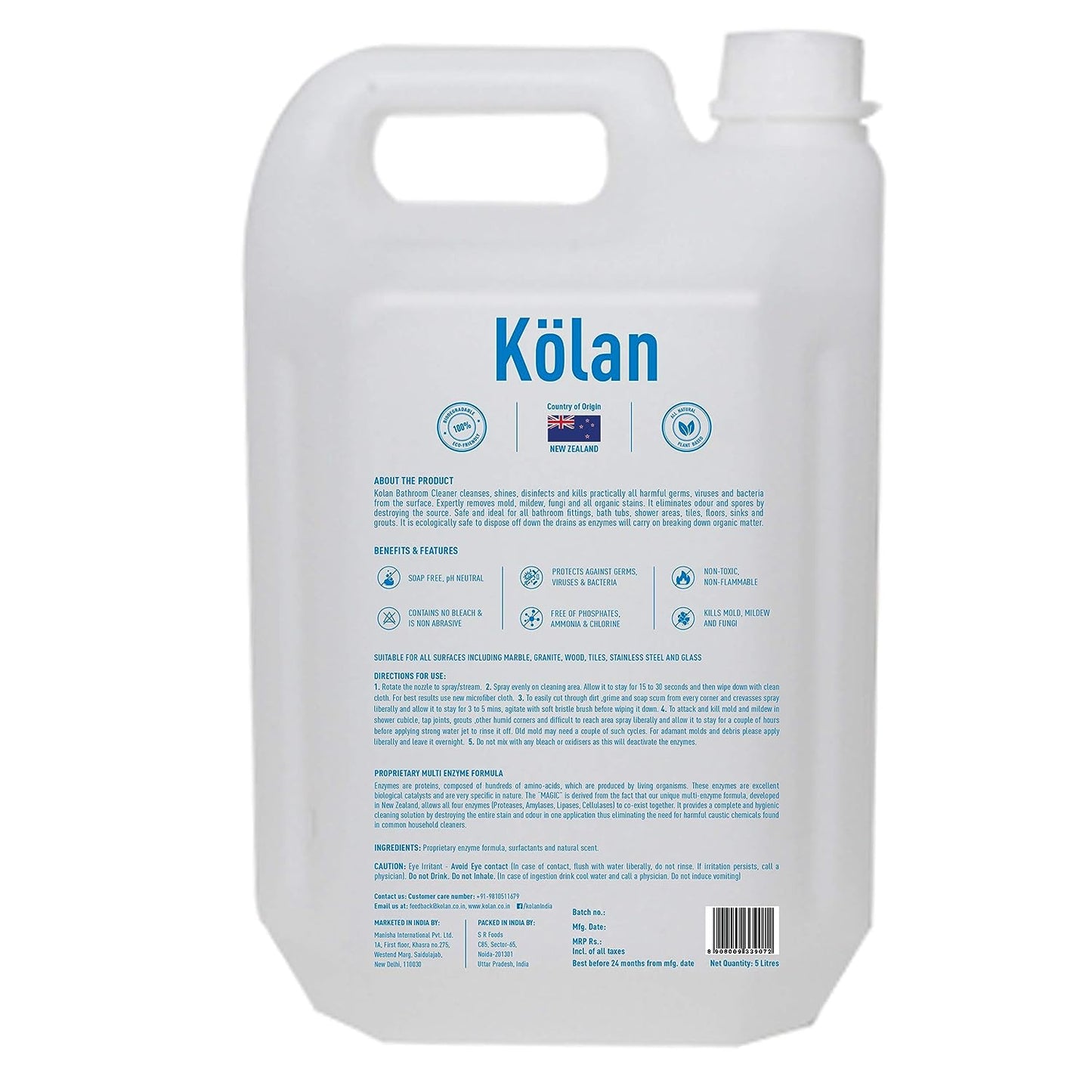 
                  
                    Kolan Organic Enzyme Based Biodegradable Bathroom Cleaner 5L Can
                  
                