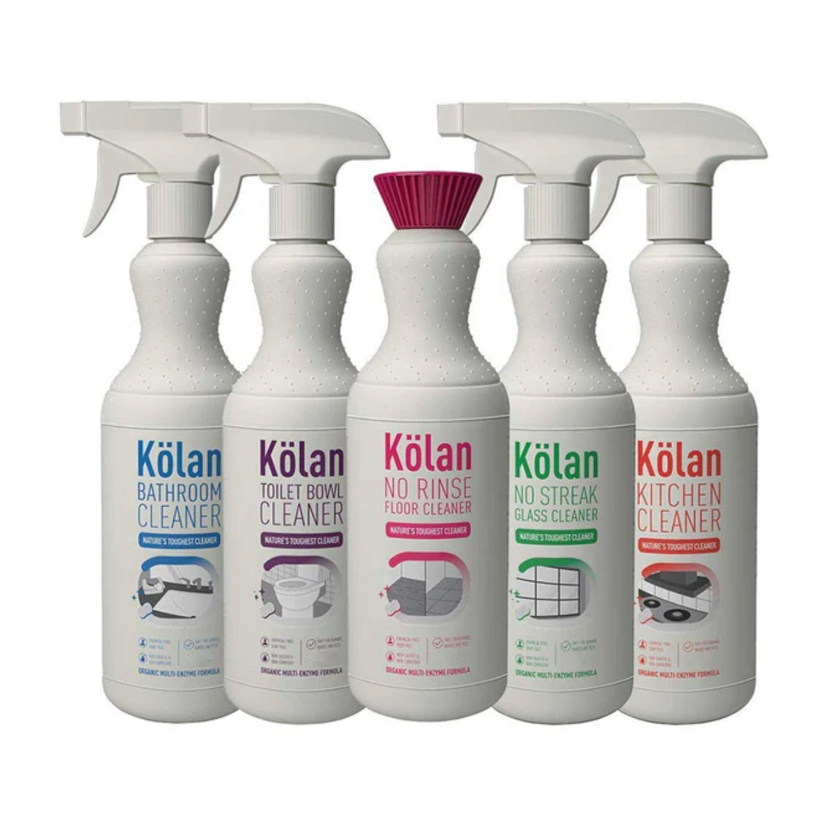 Kolan Organic Bathroom Cleaner | Toilet Bowl Cleaner | Floor Cleaner | Kitchen Cleaner | Glass Cleaner - 700 ML Each (Combo Pack of 5)