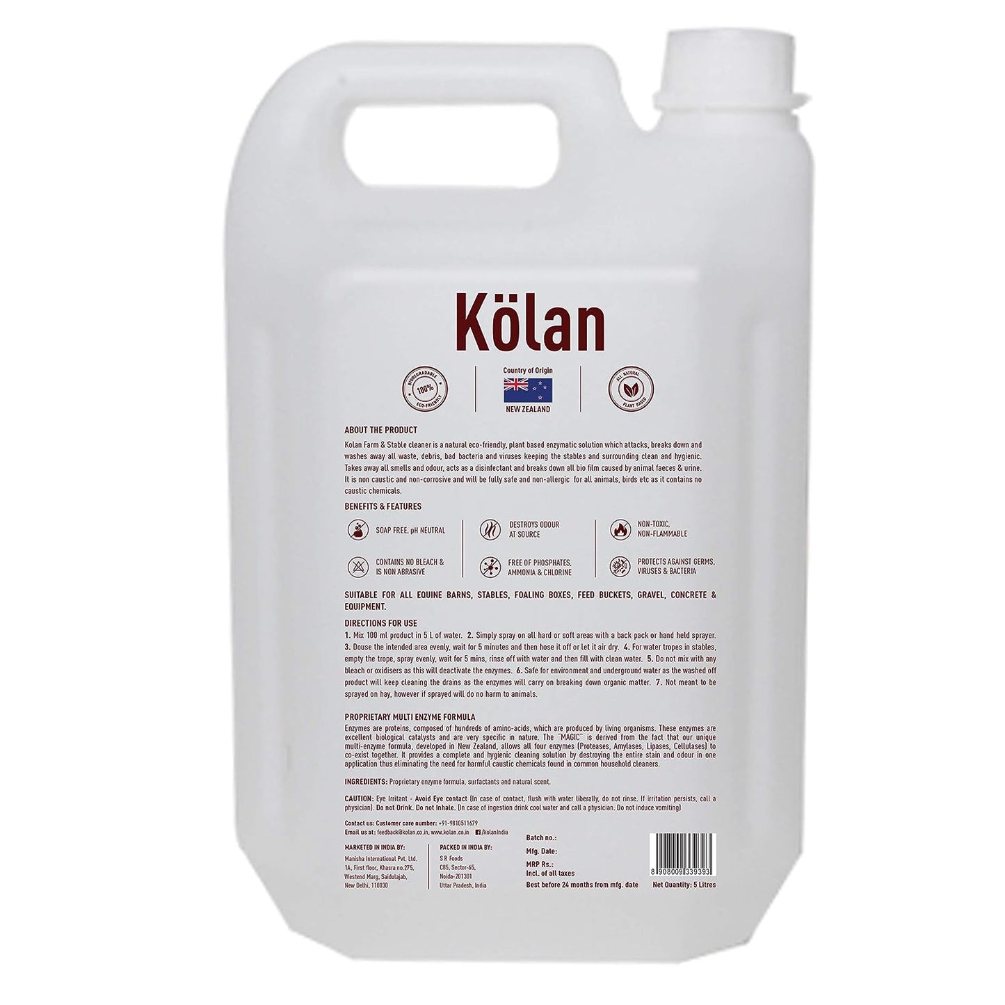 Kolan Organic Enzyme Based Biodegradable Farm & Stable Cleaner 5L Can