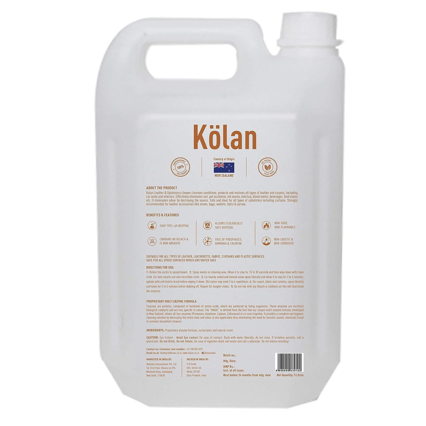 
                  
                    Kolan Organic Enzyme Based Biodegradable Leather & Upholstery Cleaner 5L Can
                  
                