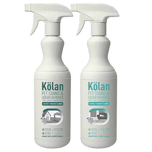 Kolan Organic Pet Stains & Odour Remover Combo of Hard Surfaces & Soft Surfaces 700ml Each(Pack of 2)